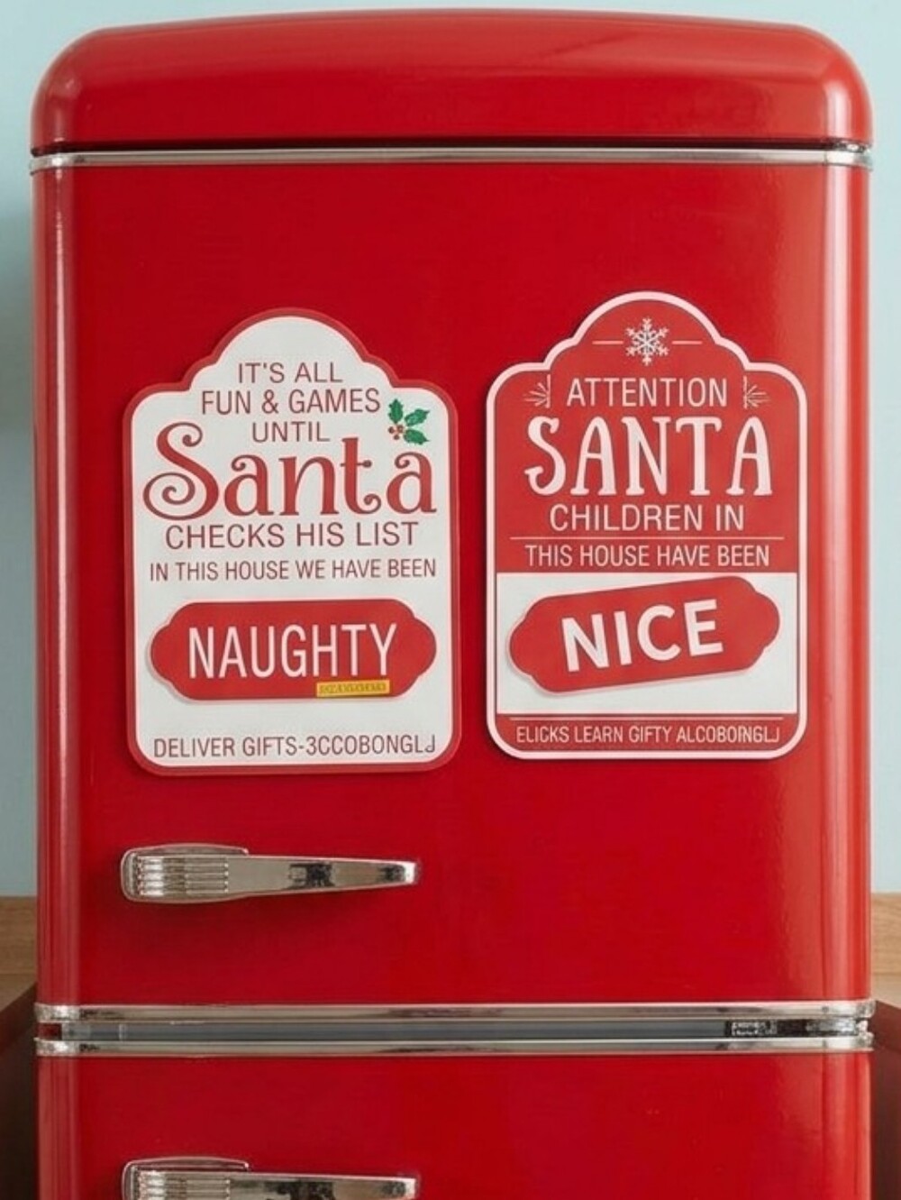 Festive Red Santa Magnetic 'Naughty or Nice' Holiday Signs 6" X 9"